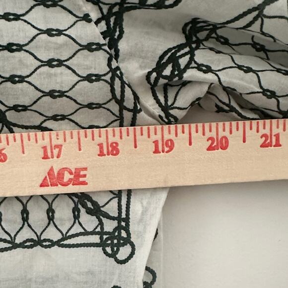 Tory Burch Green and White Geometric Tunic Top Size Medium - Picture 6 of 7